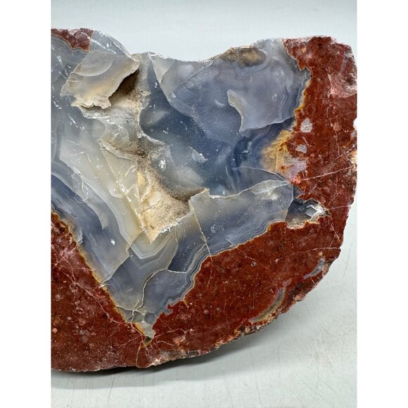Polished Red Blue Agate Geode Specimen blue 6x4x3" collectable clear brown READ - Picture 4 of 12